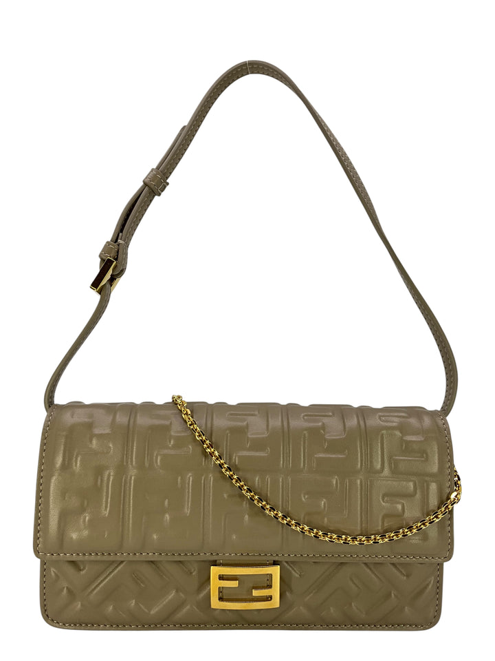 Fendi FF Embossed Leather Wallet On Chain Baguette - Consigned Designs