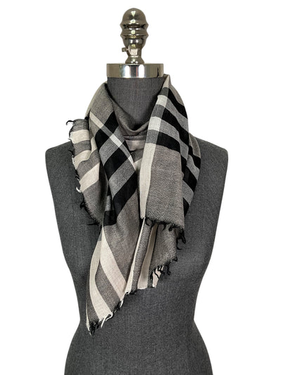 Burberry Wool Silk Gauze Giant Check Oblong Scarf-Consigned Designs