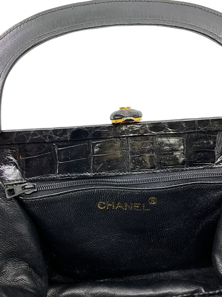 CHANEL Vintage Crocodile CC Kiss Lock Handle Bag - Consigned Designs