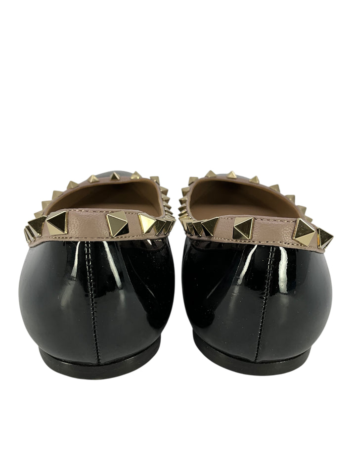 Valentino Ballerina ブラック Valentino Garavani Patent Leather Rockstud Ballerina Flats Size 10