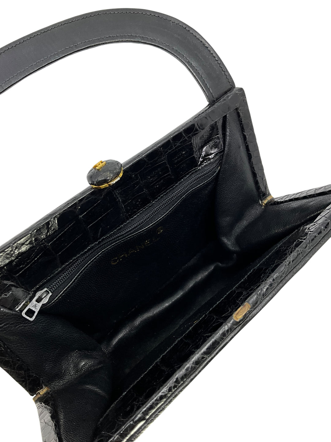 CHANEL Vintage Crocodile CC Kiss Lock Handle Bag - Consigned Designs
