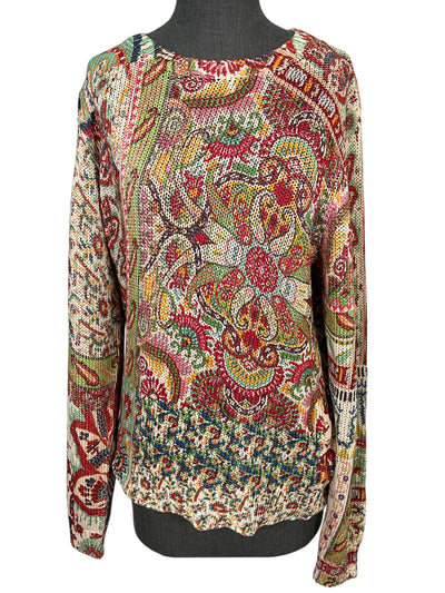 ETRO Silk Linen Paisley Printed Knit Sweater Size L-Consigned Designs
