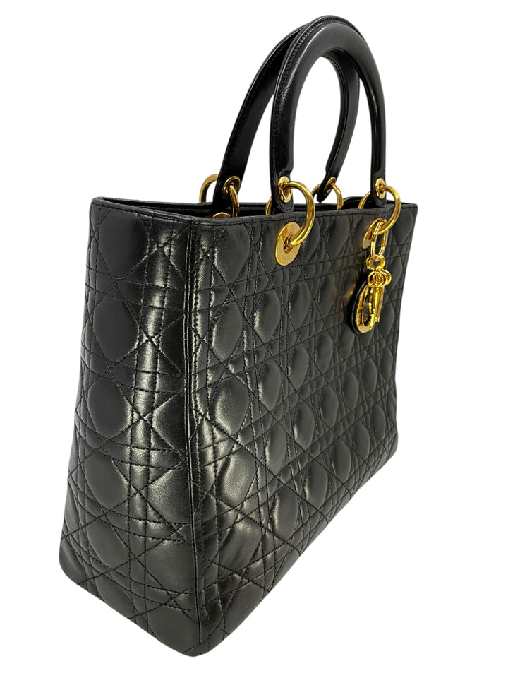 Christian Dior Lambskin Cannage Large Lady Dior Bag - Consigned