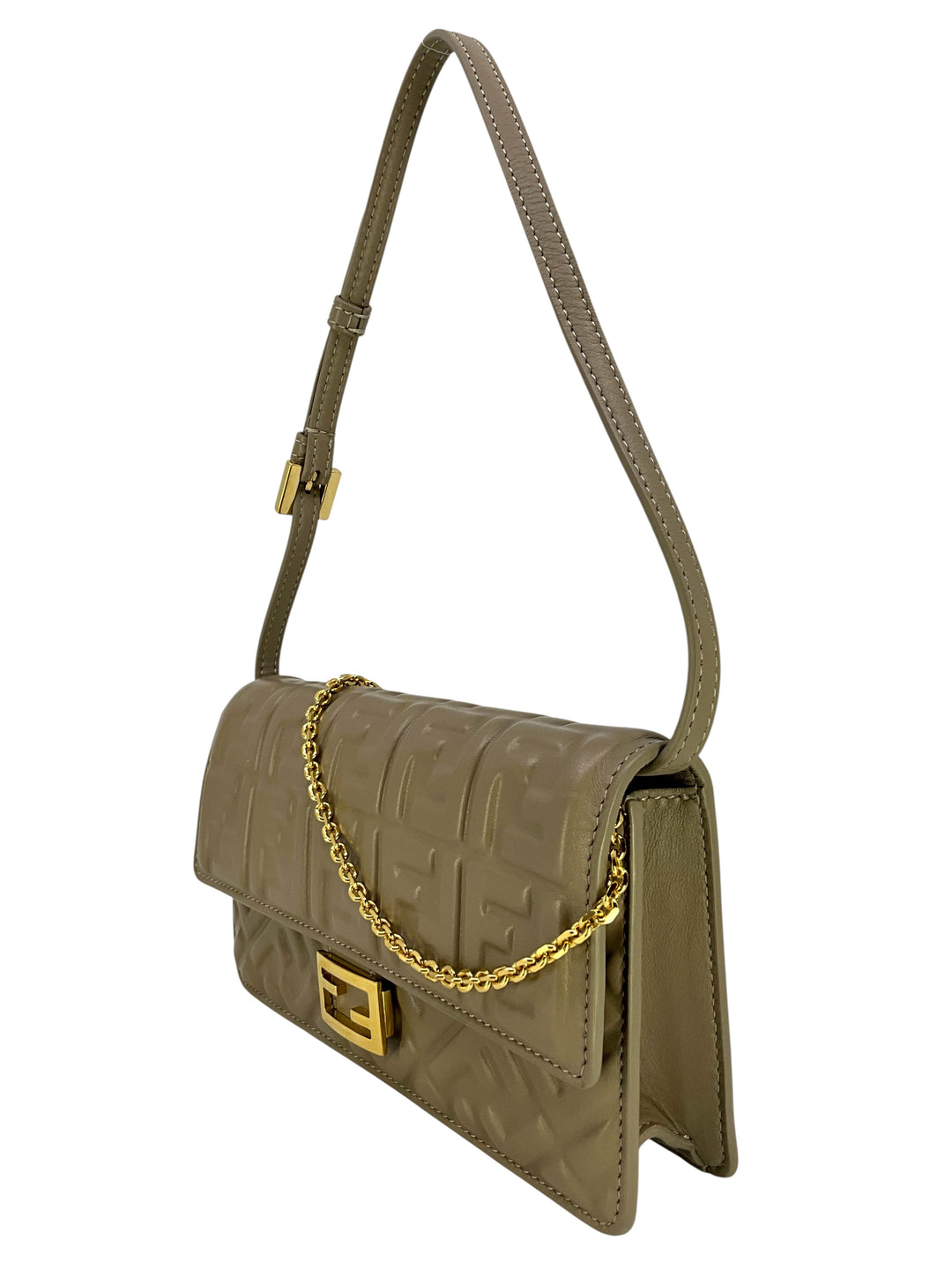 Fendi FF Embossed Leather Wallet On Chain Baguette - Consigned Designs