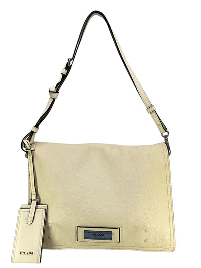 Prada Glace Calf Etiquette Flap Bag-Consigned Designs