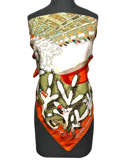 HERMES Noel au 24 Faubourg Silk Scarf 90 NEW-Consigned Designs