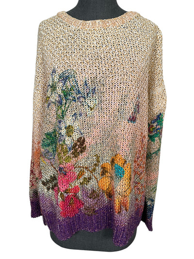 ETRO Cotton Floral Printed Knit Sweater Size XL-Consigned Designs