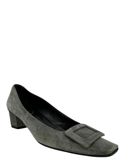 Roger Vivier Suede Belle Vivier Buckle Pumps Size 9.5-Consigned Designs
