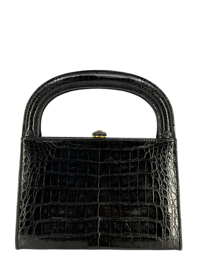 CHANEL Vintage Crocodile CC Kiss Lock Handle Bag-Consigned Designs