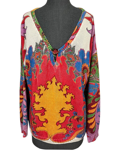 ETRO Silk Linen Printed Knit Sweater Size L-Consigned Designs