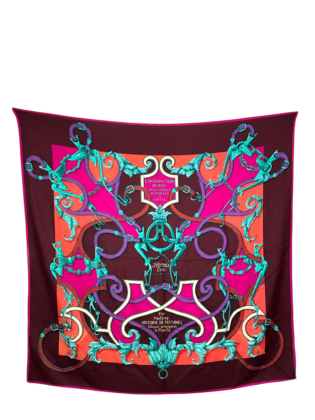 Hermes L'Instruction Du Roy Silk Cashmere Silk Shawl Scarf 140