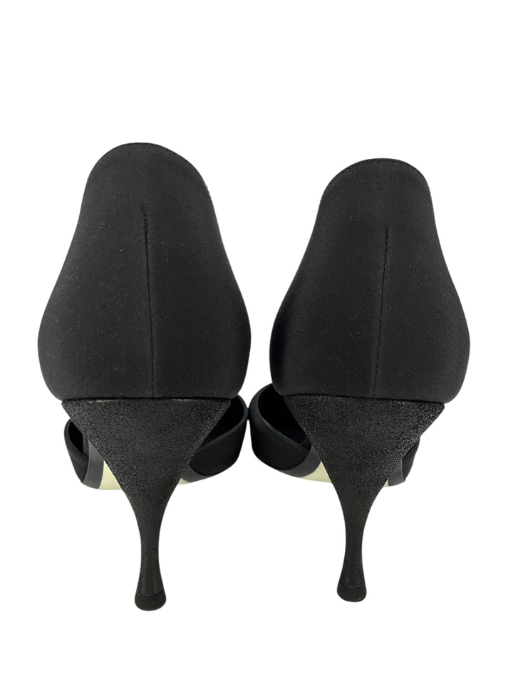 CHANEL 09C Satin Camellia d'Orsay Pumps Size 8.5 - Consigned Designs