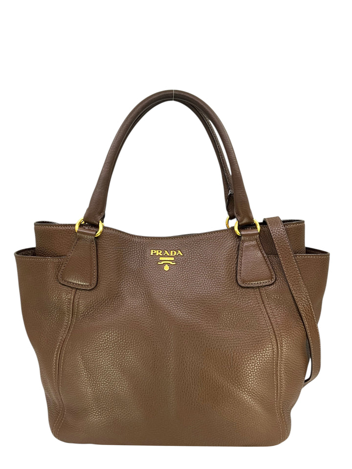 Prada Vitello Daino Leather Side Pocket Tote - Consigned Designs Prada Vitello Daino Leather Side Pocket Tote - Consigned Designs