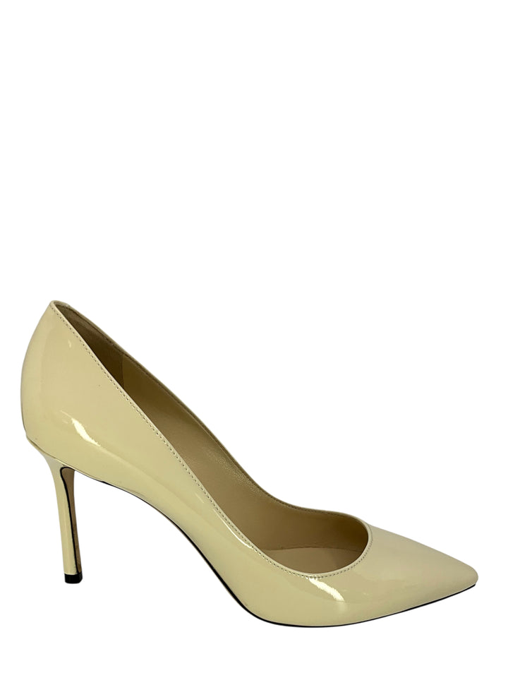 Jimmy Choo Romy 85 Patent Leather Pumps Size 8.5 - Consigned Designs