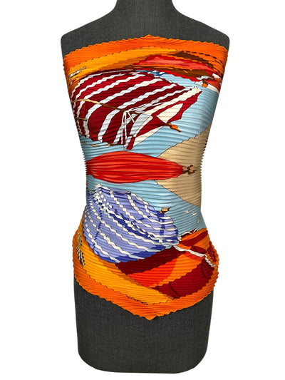 HERMES Charmes Des Plages Normandes II Silk Plissé Scarf-Consigned Designs