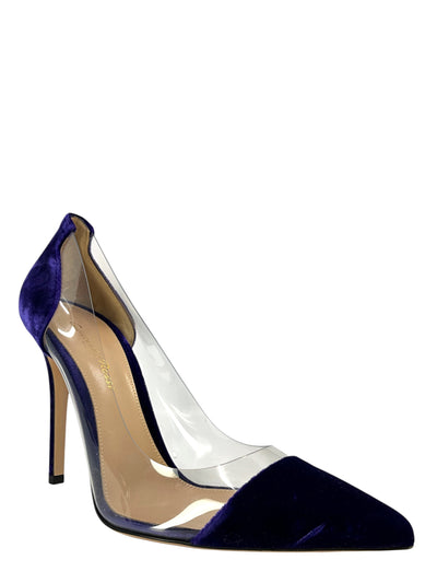 Gianvito Rossi Plexi Point Toe Velvet Pumps Size 9-Consigned Designs