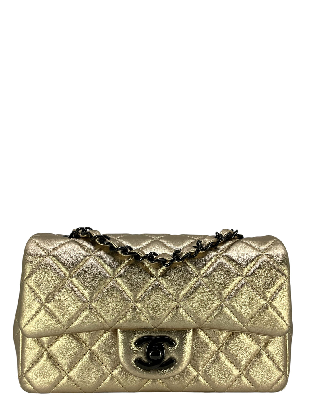 Chanel Metallic Quilted Lambskin Mini Rectangular Classic Flap Bag