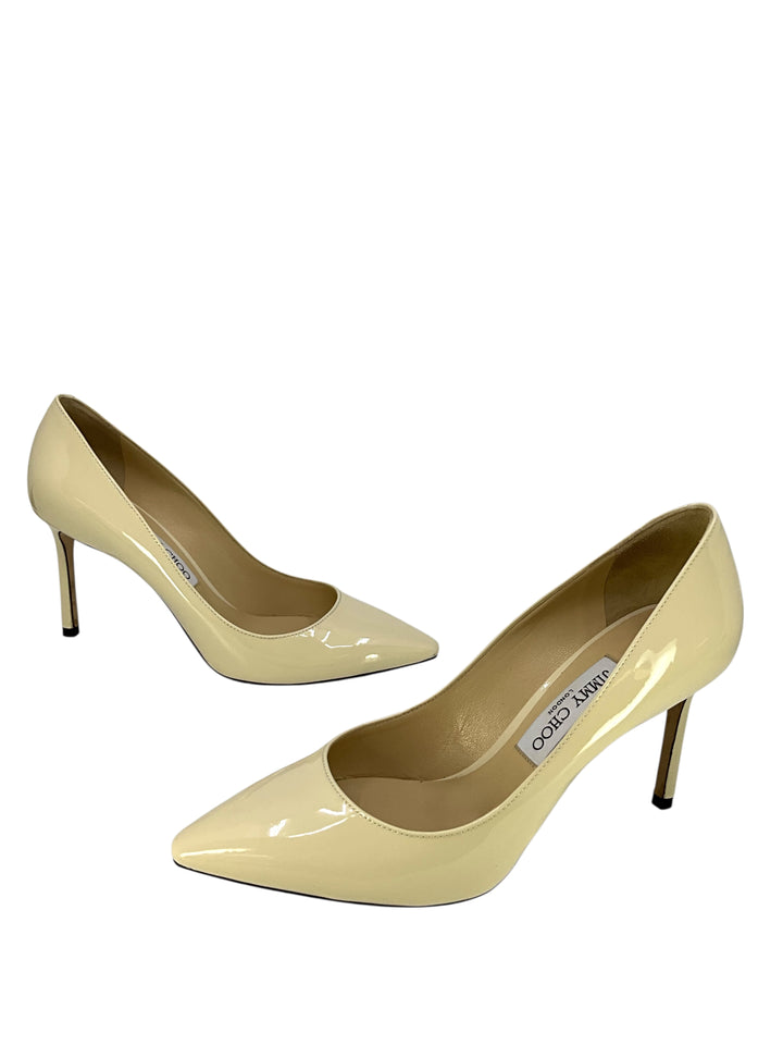 Jimmy Choo Romy 85 Patent Leather Pumps Size 8.5 - Consigned Designs
