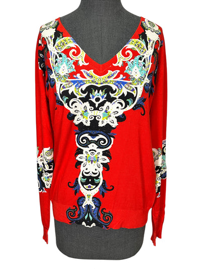 ETRO Silk Printed Sweater Size XL-Consigned Designs
