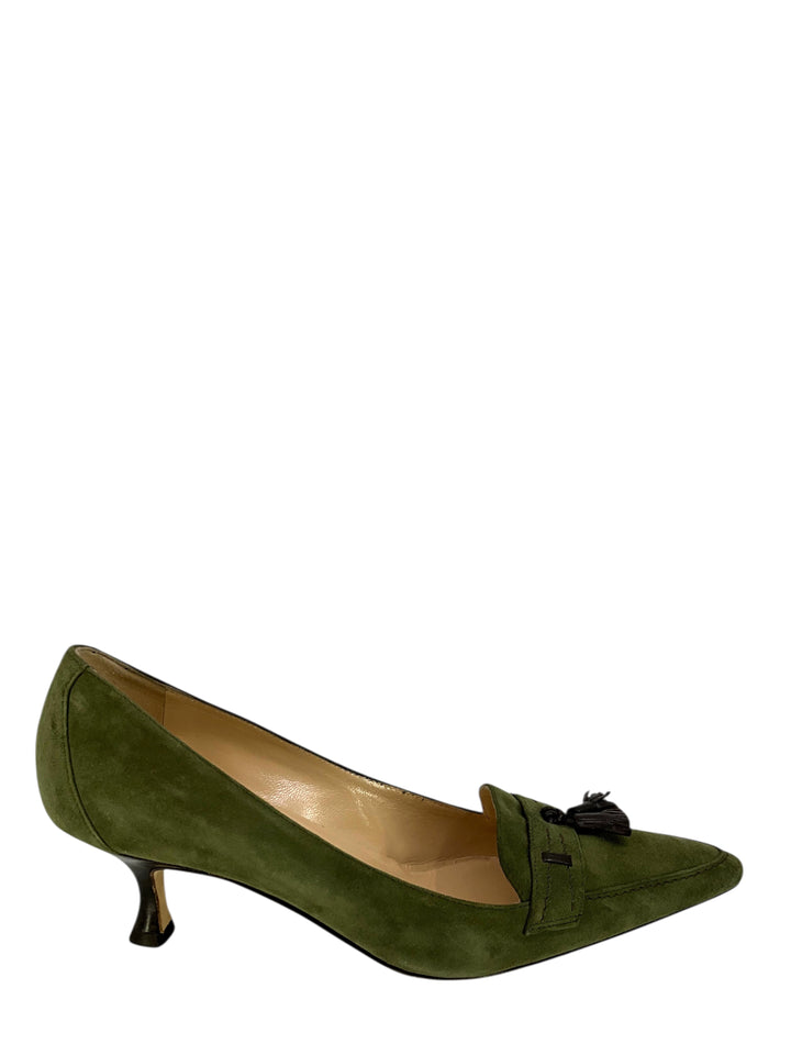 Manolo Blahnik Suede Tassel Accent Pumps Size 7.5 - Consigned Designs