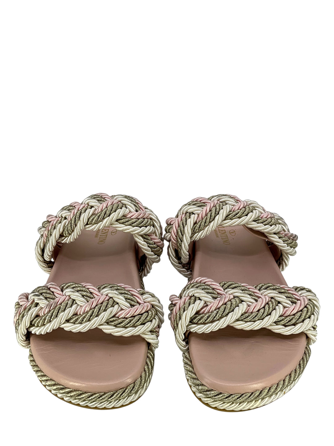Valentino Garavani Silk Woven Rockstud Torchon Sandals Size 7