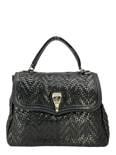 Barry Kieselstein-Cord Woven Leather Large Trophy Alligator Top Handle Bag-Consigned Designs