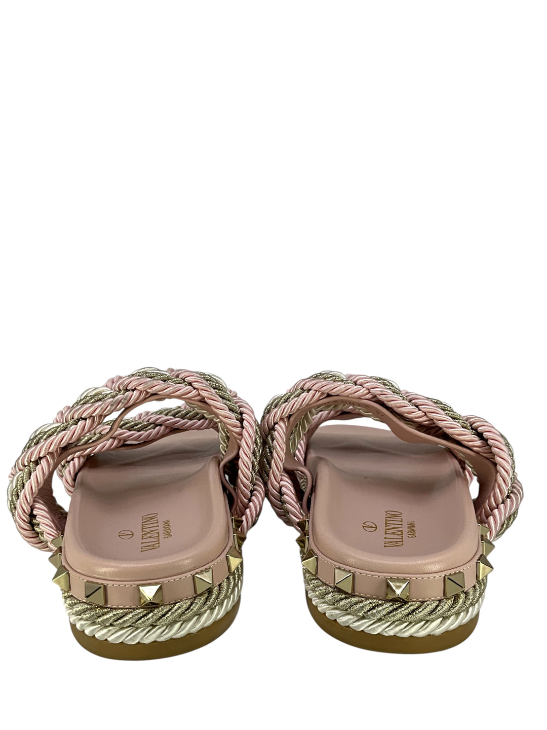 Valentino Garavani Silk Woven Rockstud Torchon Sandals Size 7
