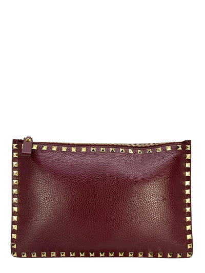 Valentino Garavani Rockstud Leather Zip Clutch Bag-Consigned Designs