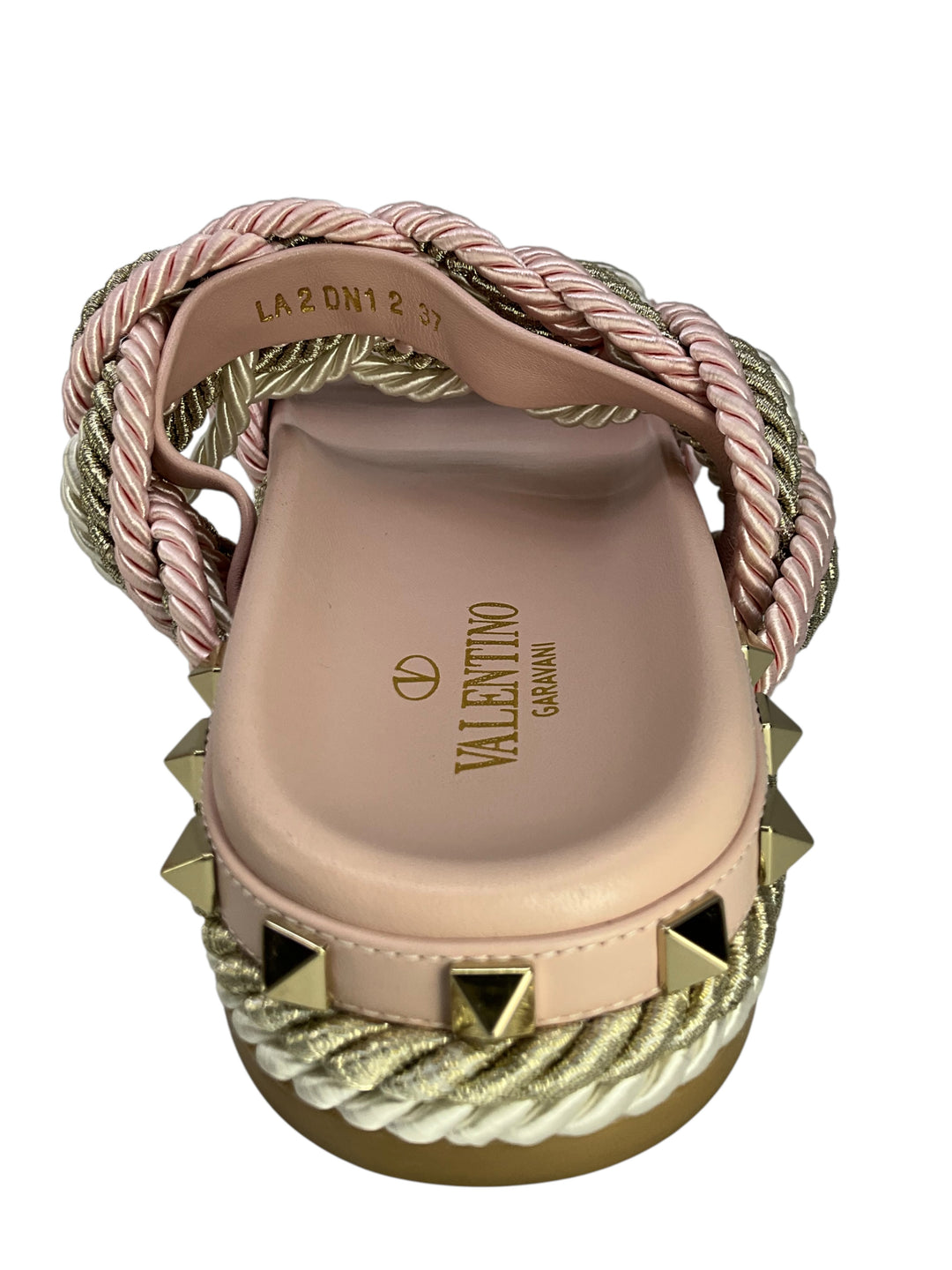 Valentino Garavani Silk Woven Rockstud Torchon Sandals Size 7