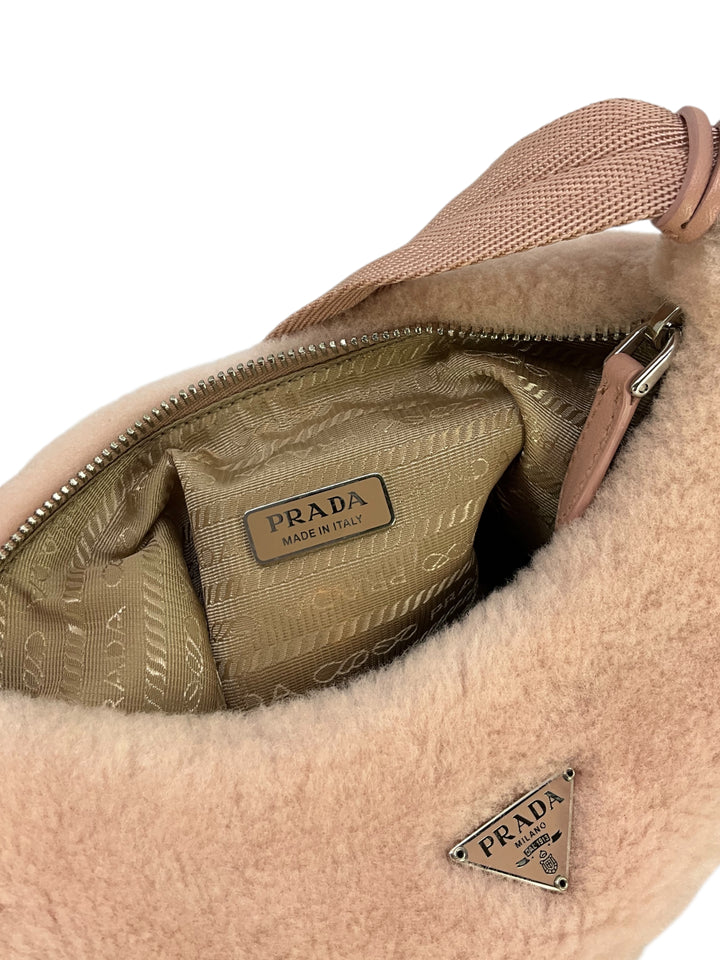 PRADA Re-Edition 2000 Shearling Mini Hobo Bag - Consigned Designs