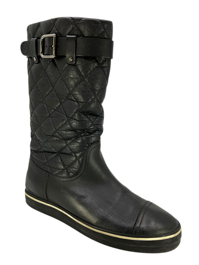 Chanel Quilted Leather Mid Calf Boots Size 7.5-Consigned Designs