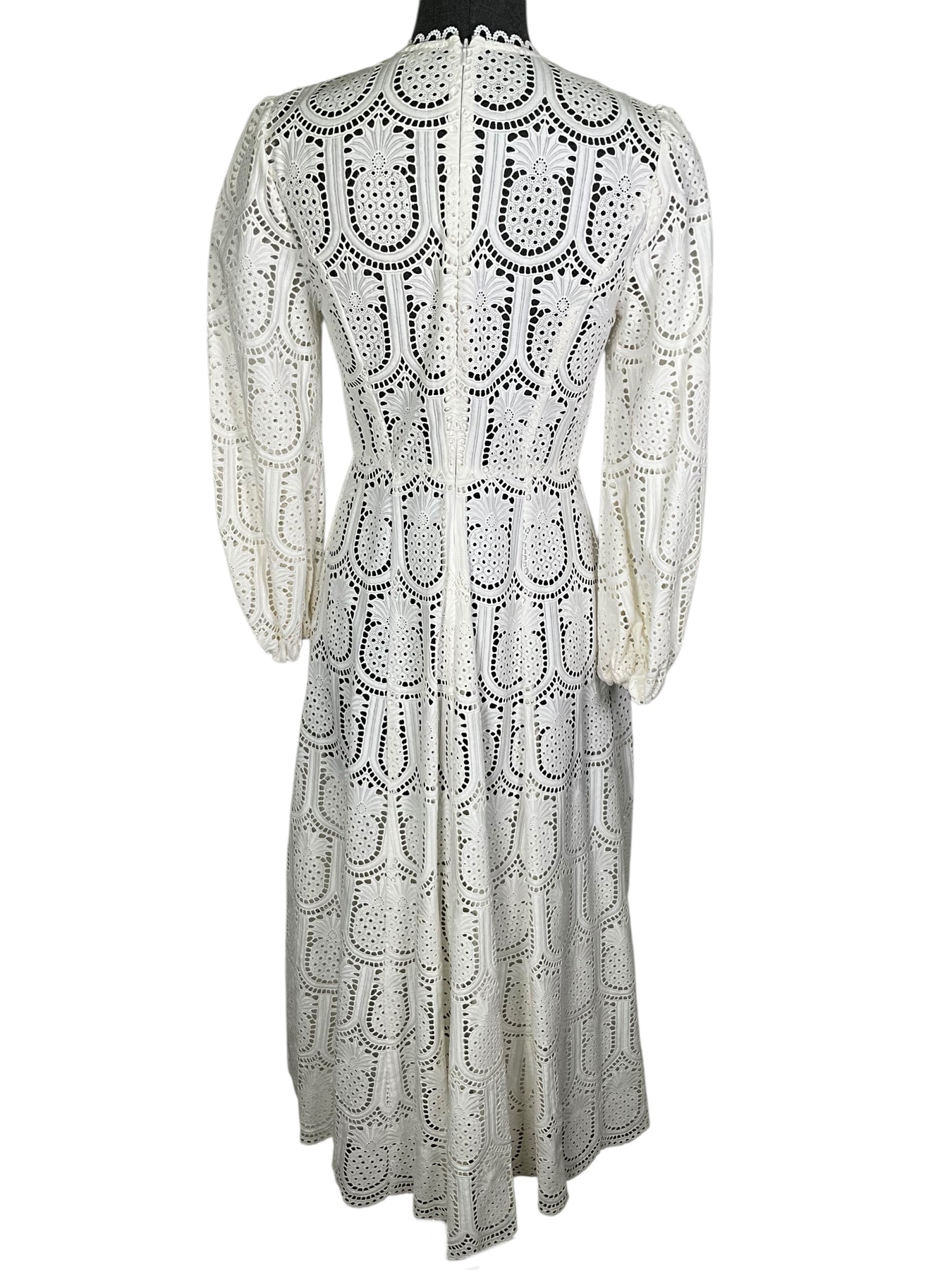 zimmermann white lace midi dress Zimmermann Rhythmic Lace High Neck Belted Midi Dress Ivory Size 0
