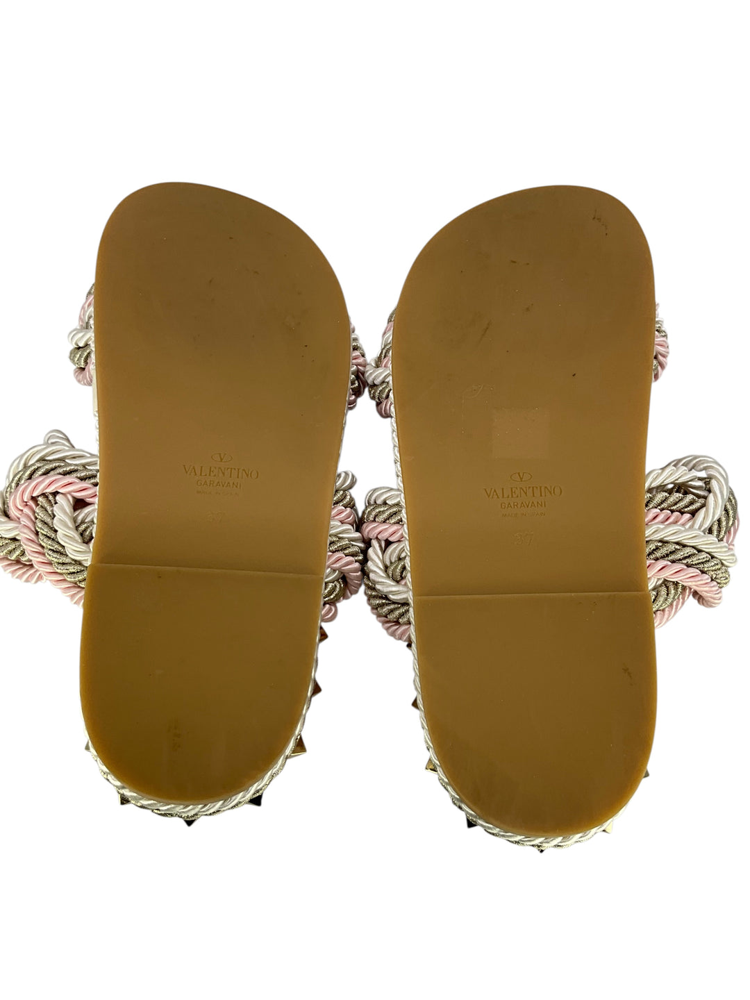Valentino Garavani Silk Woven Rockstud Torchon Sandals Size 7