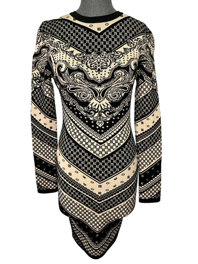 Balmain Paisley Monogram Pattern Knitted Minidress Size 4-Consigned Designs