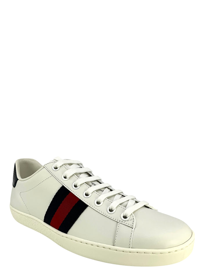 Gucci Ace Leather Web Low Top Sneaker Size 8 - Consigned Designs display picture 2