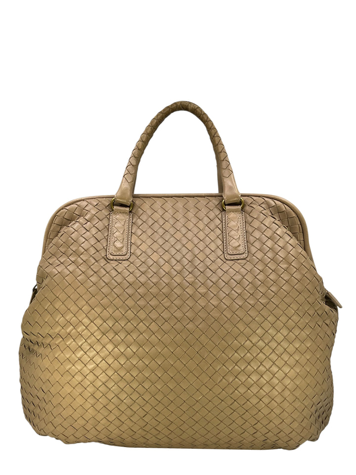 Bottega Veneta Nappa Intrecciato Leather Frame Top Handle Bag