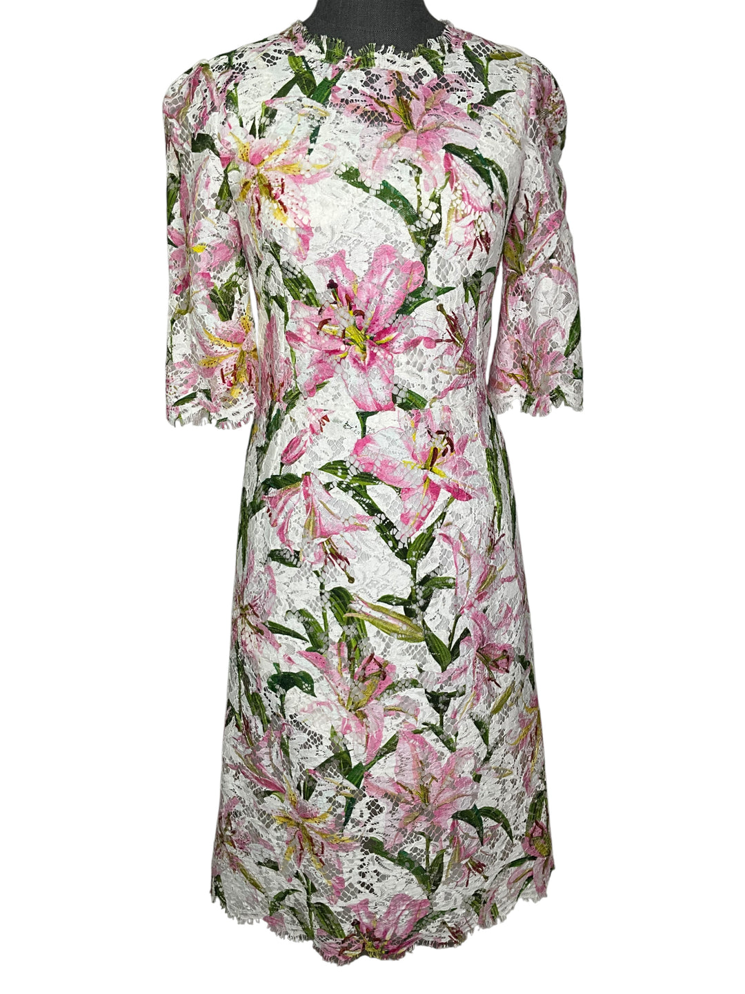 dolce gabbana lace dress Dolce & Gabbana Lily Print Lace Dress Size S