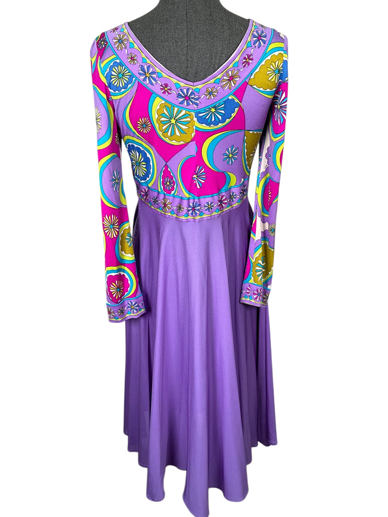 Emilio Pucci Vintage Abstract Printed Silk Midi Dress Size M