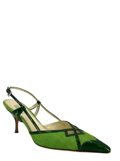 Prada Canvas and Patent Leather Slingbacks Size 8.5-Consigned Designs