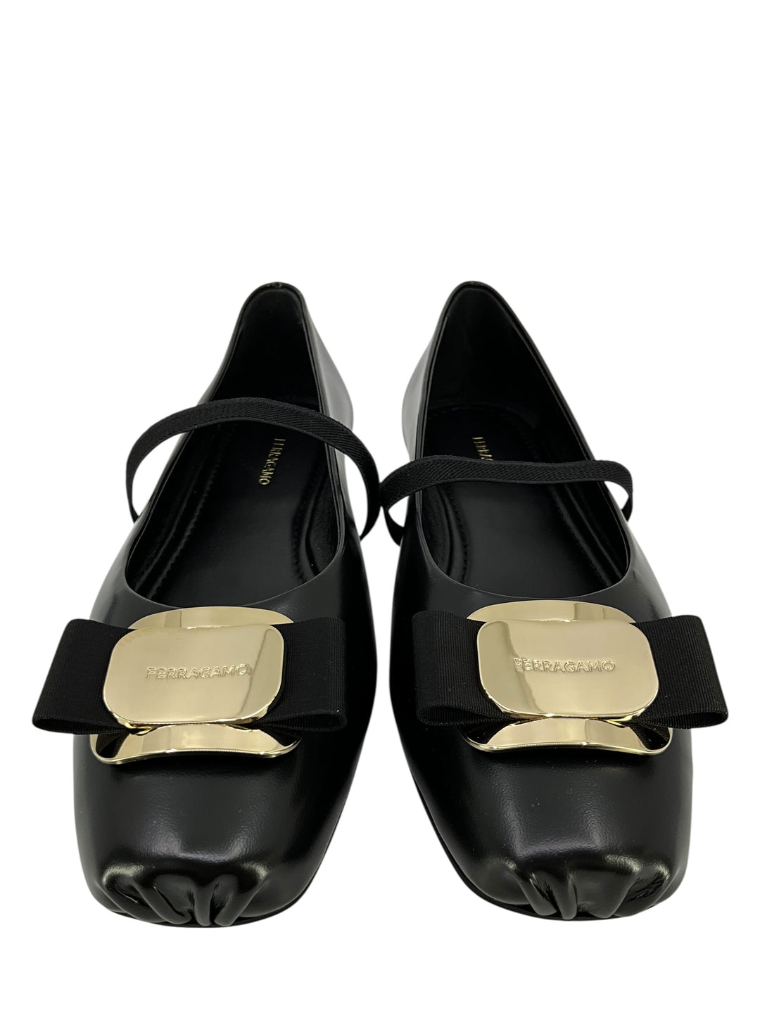 Salvatore Ferragamo Zina Leather Bow Mary Jane Ballerina Flats