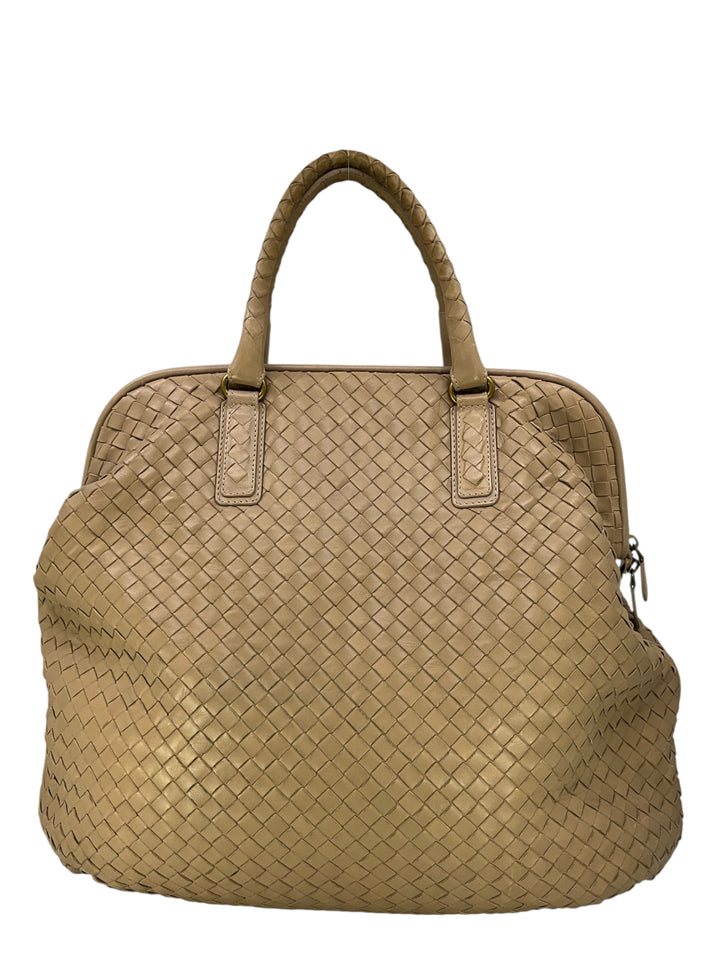 Bottega Veneta Nappa Intrecciato Leather Frame Top Handle Bag