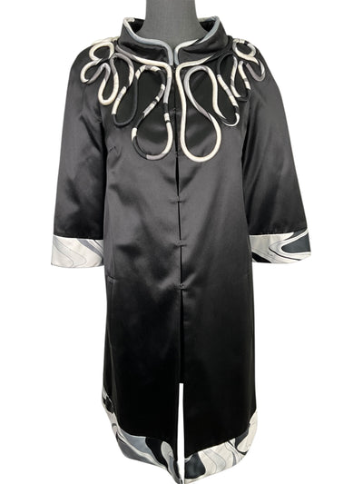 Emilio Pucci Cotton Silk Printed Trim Duster Jacket Size M-Consigned Designs