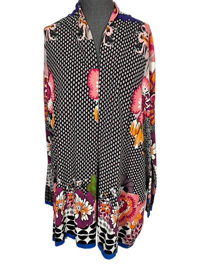 ETRO Floral Printed Silk Long Open Cardigan Size XXL-Consigned Designs