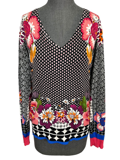 ETRO Floral Printed Silk Sweater Size XL-Consigned Designs