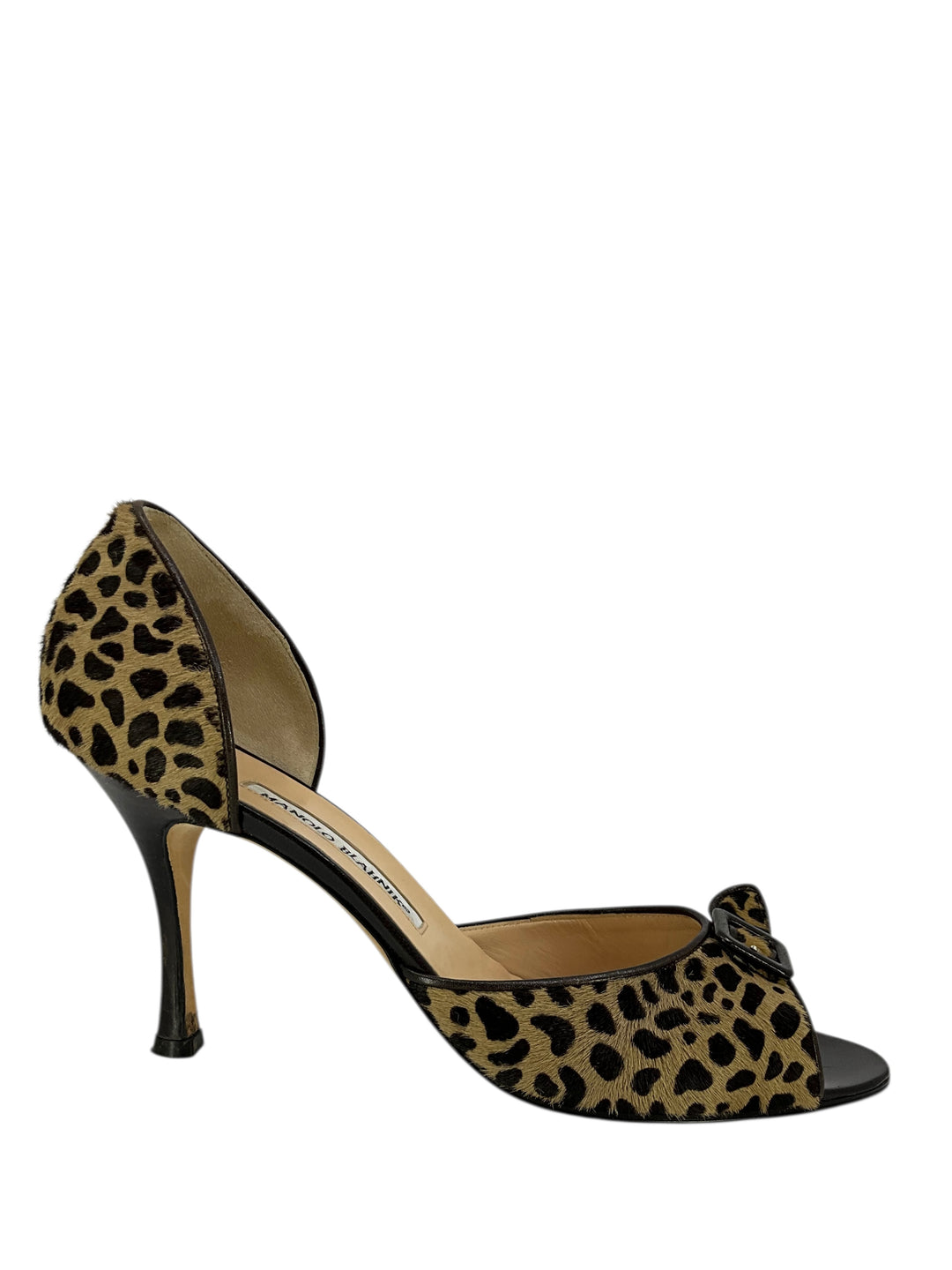 Manolo Blahnik Leopard Print Calf Hair d'Orsay Pumps Size 10.5