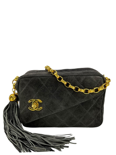 Chanel Vintage Quilted Suede Tassel Camera Bag-Consigned Designs