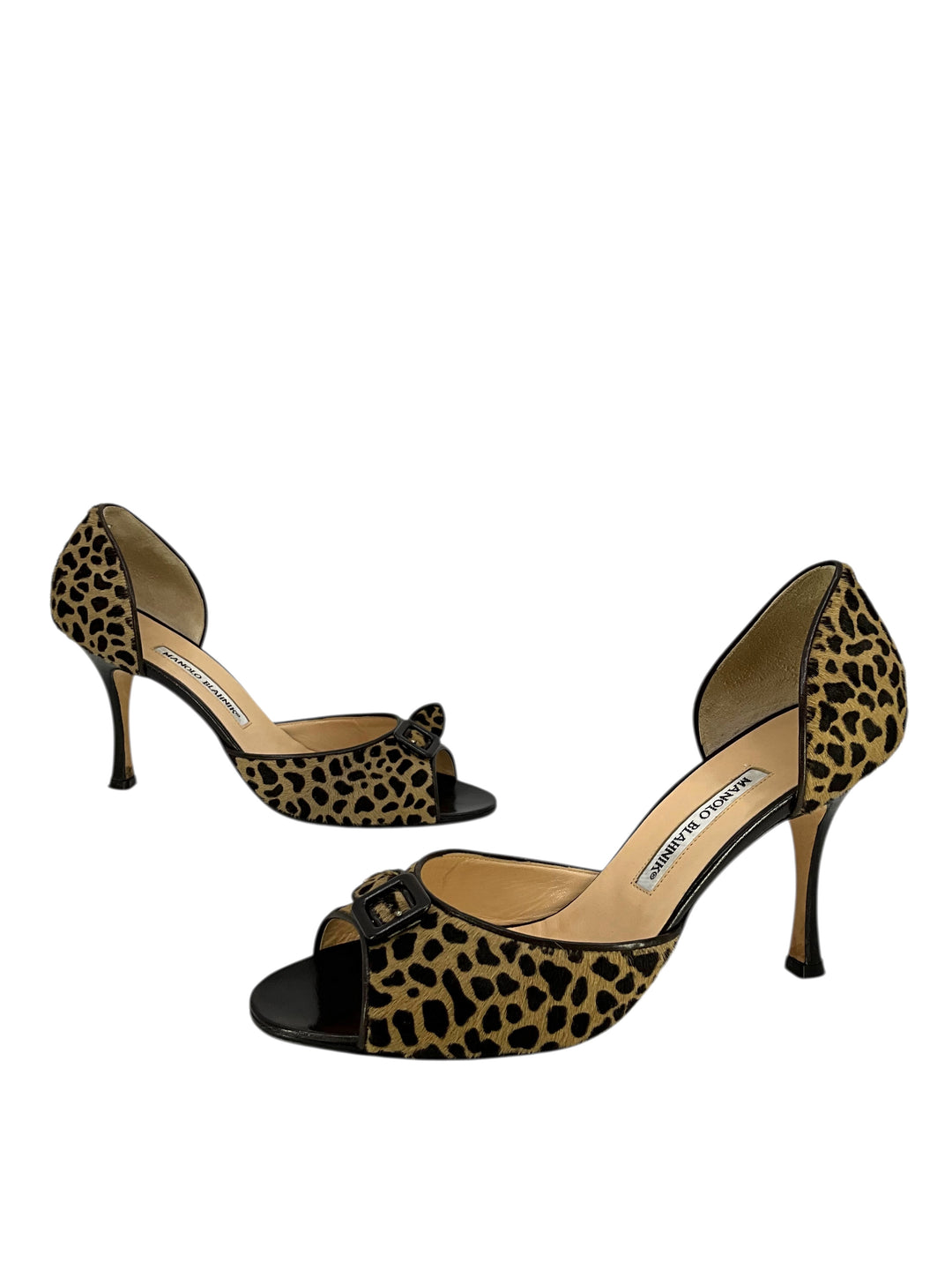 Manolo Blahnik Leopard Print Calf Hair d'Orsay Pumps Size 10.5