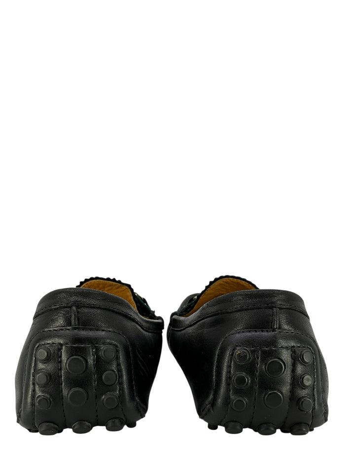 Gucci Leather Web Bamboo Horsebit Driver Loafers Size 10