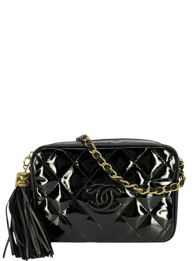 Chanel Vintage Quilted Patent Leather Tassel Camera Bag-Consigned Designs
