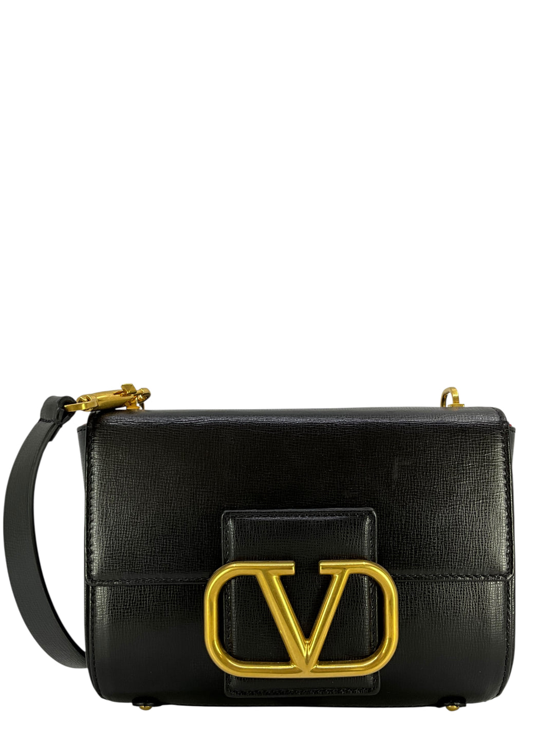 VALENTINO パーティバッグ 冠婚葬祭 合皮 ブラック ゴールド C35 Valentino Garavani Leather Stud Sign Shoulder Bag - Consigned Designs